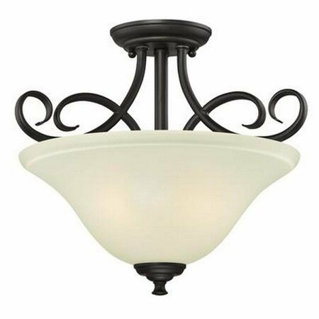 BRIGHTBOMB Dunmore Two Light Indoor Semi Flush Ceiling Fixture, Oil Rubbed Bronze with Frosted Glass BR2507968